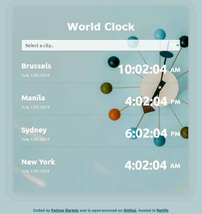 Moment JS World Clock project